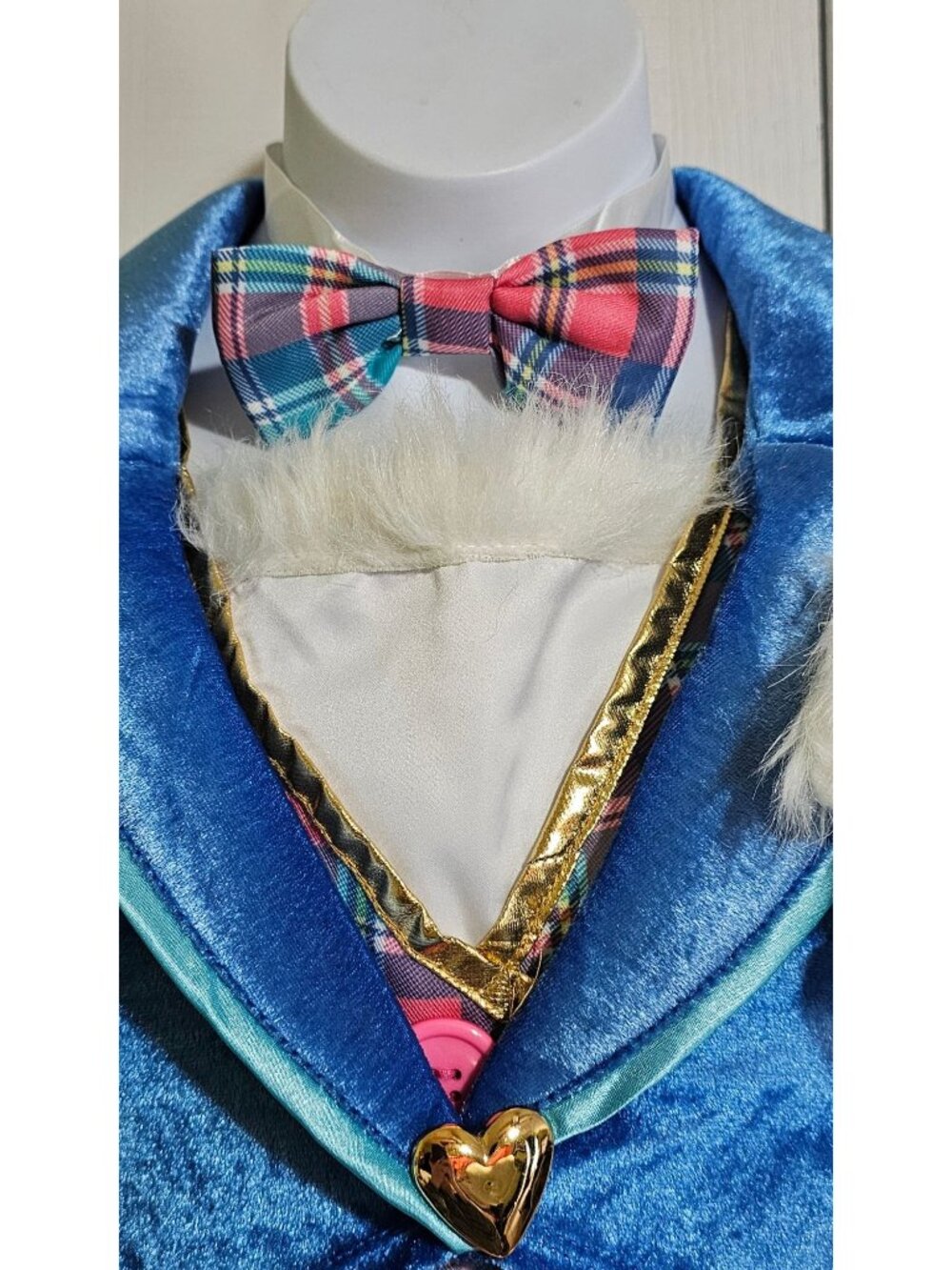 White Rabbit Down the Rabbit Hole Costume Girl 8 Dress Ear Hat Clock Watch Prop - Picture 4 of 10